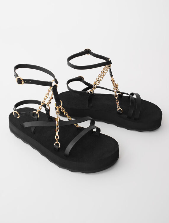 Sandals with leather straps and chain - Shoes - MAJE