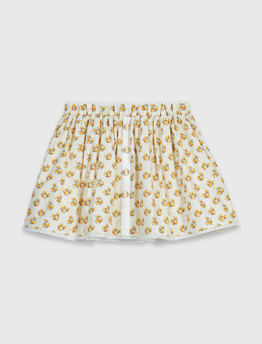Printed skirt with rickrack trim : Skirts & Shorts color Yellow Small Flowers Print
