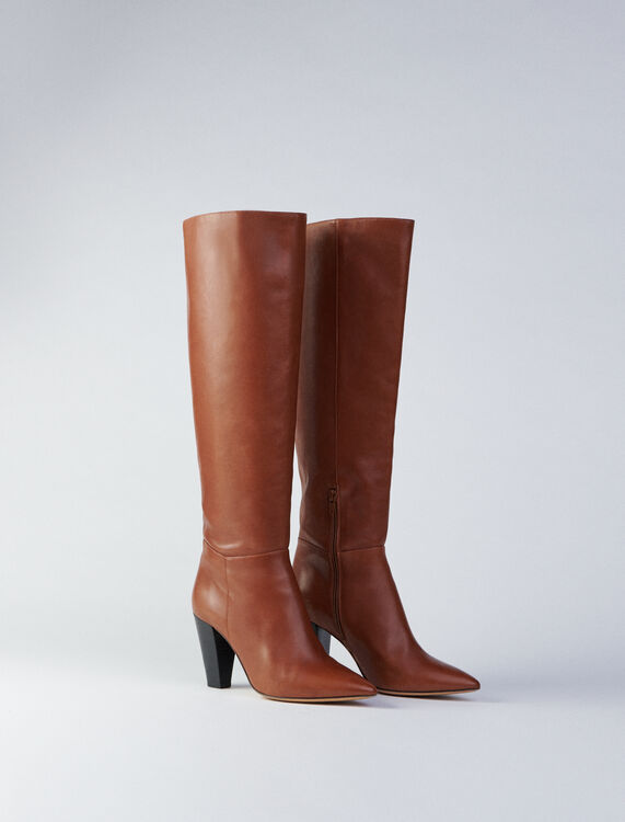 Heeled smooth leather boots - Shoes - MAJE