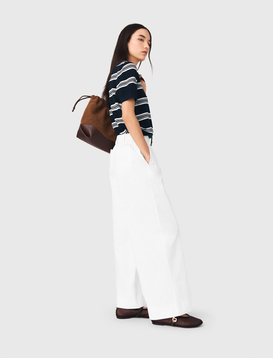 Wide-leg cotton trousers - Trousers & Jeans - MAJE