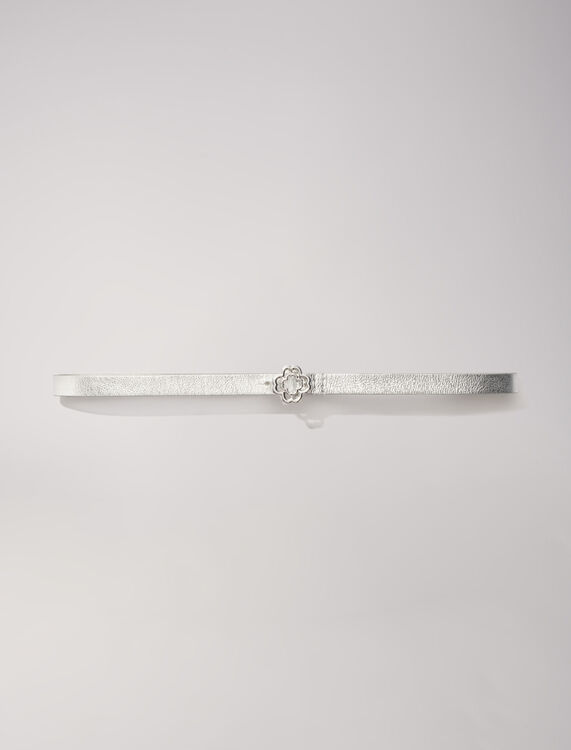 Slim belt with Clover buckle : Belts color Silver