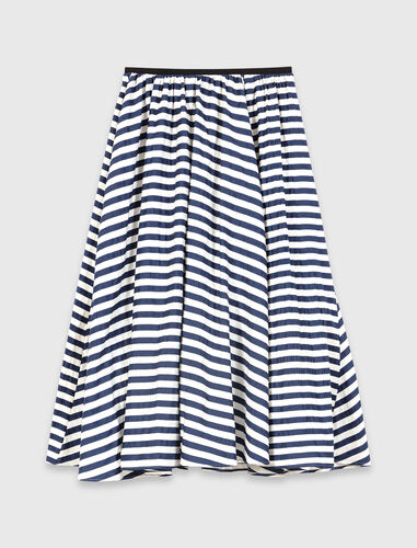 Linen-blend midi skirt : Skirts & Shorts color White/Blue