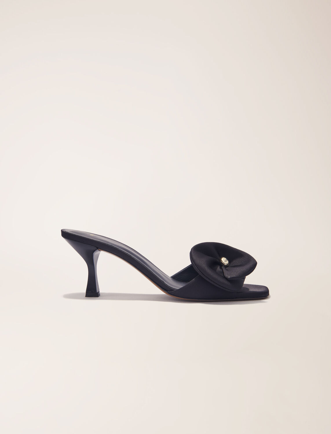 Textile mules with satin flower - Small leather goods - MAJE