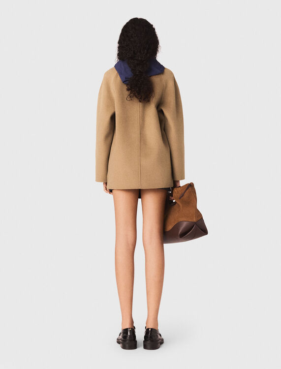 Wool coat with removable hood - Coats - MAJE