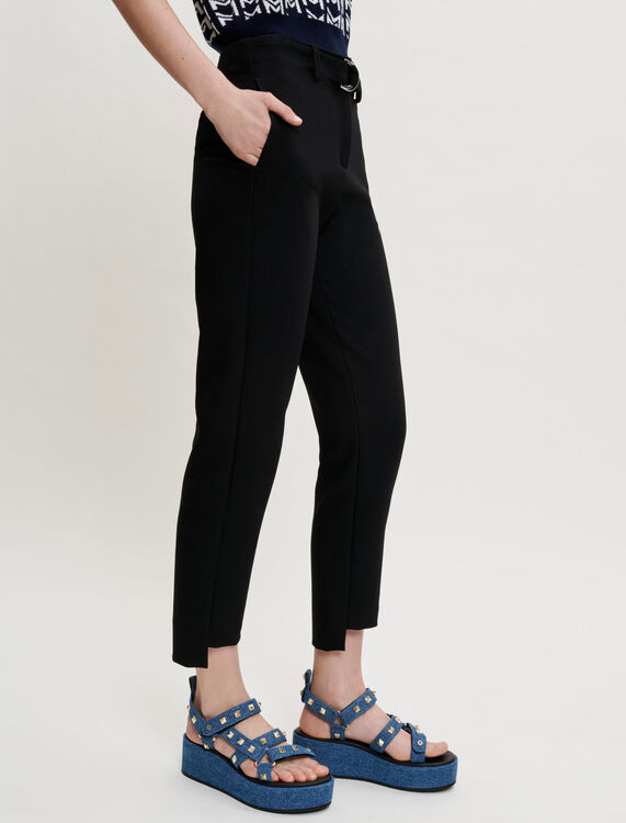 环扣腰带纯色哈伦裤 : Trousers & Jeans 顏色 黑色/BLACK