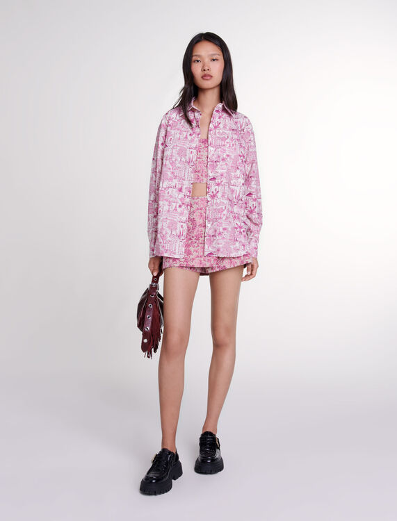 Oversize patterned shirt : Qixi Collection color Paris pink print