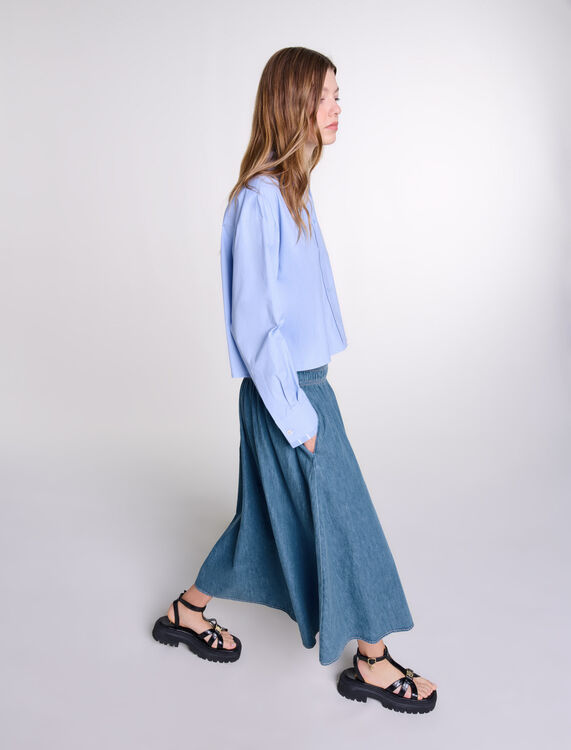 Smocked denim skirt - Fall-Winter Collection - MAJE