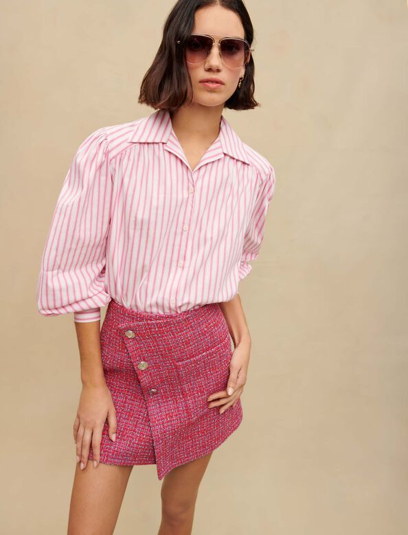 Wrap skirt in tweed : Bottoms color Fuchsia