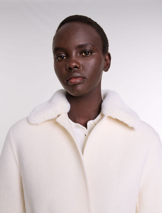 Wool coat with removable collar - Coats - MAJE