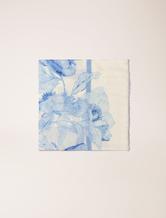 140x140 Watercolour theme shawl : Scarves and shawls color White/Blue