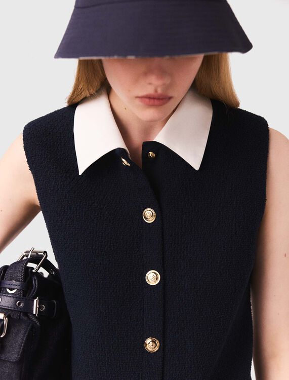 Short tweed dress, removable collar - Dresses - MAJE