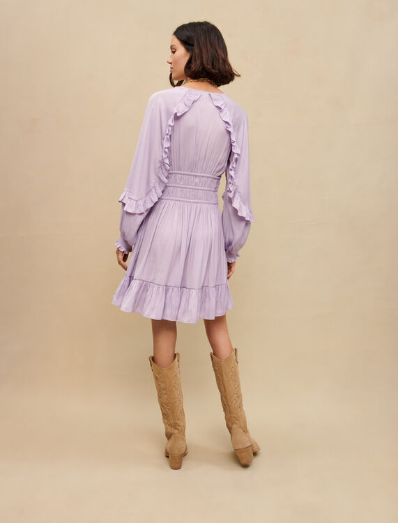 Short satiny dress with ruffles - Dresses - MAJE