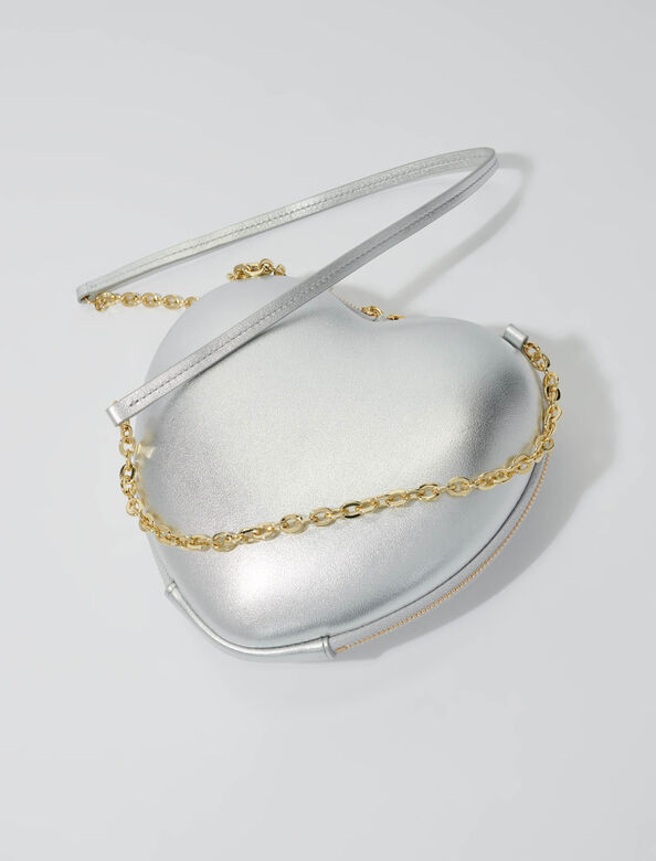 Heart-shaped leather bag : Shoulder bags color Silver