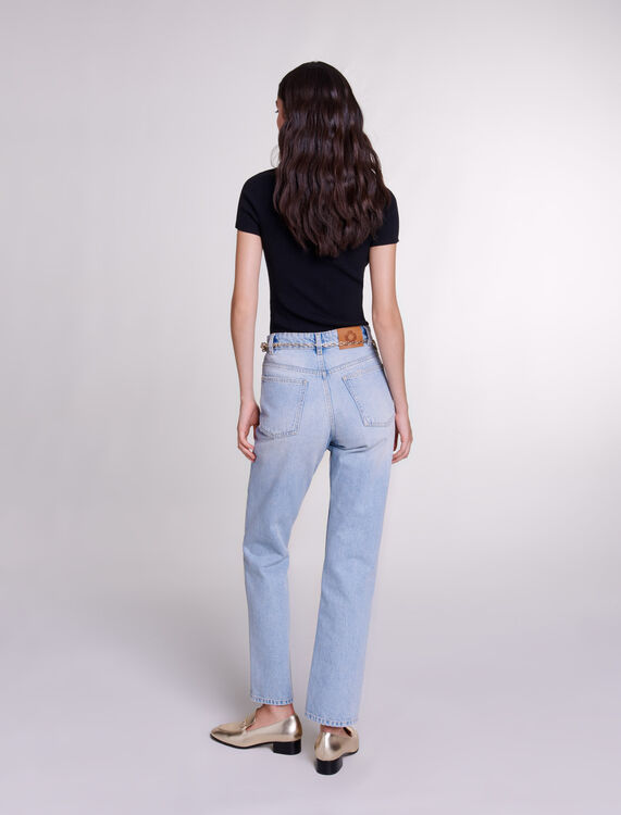 Straight jeans with jewellery belt -  - MAJE