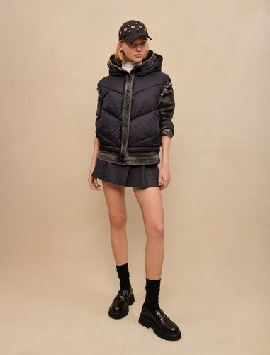 Black bi-material jacket : Blazers color Black