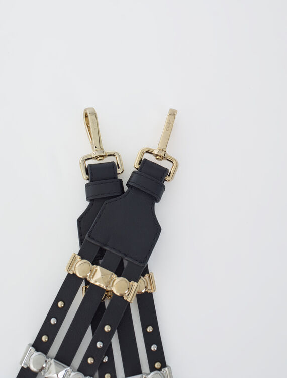 BLACK LEATHER STRAP WITH STUDS - Other accessories - MAJE
