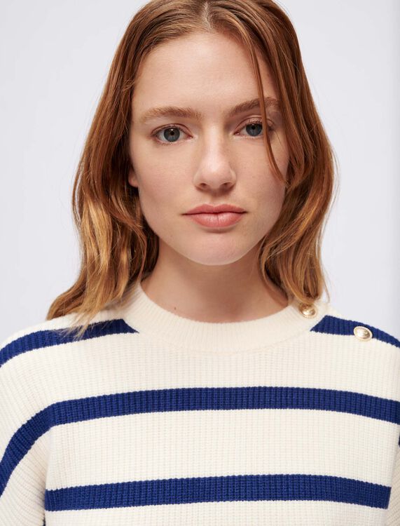 Breton-style striped pullover : Sweaters & Cardigans color Ecru/Navy Blue