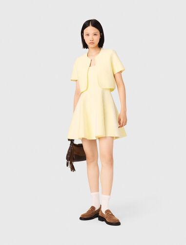 Cropped fancy knit cardigan : Sweaters & Cardigans color Pale Yellow