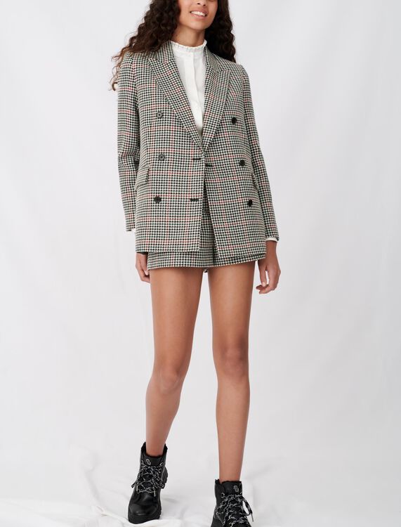 Double-breasted checked jacket -  - MAJE