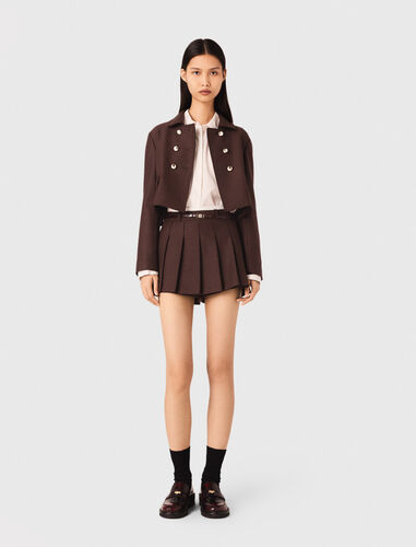Short double-breasted jacket : Blazers & Jackets color brown