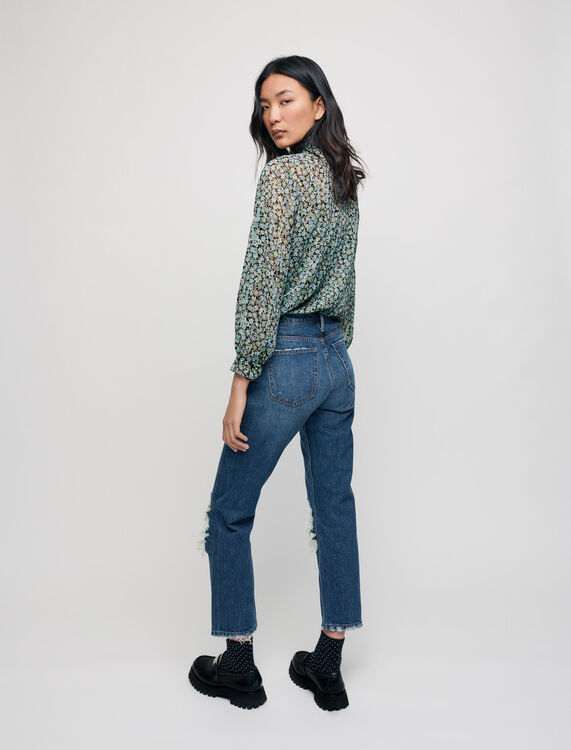 Ripped high-waisted jeans - Trousers & Jeans - MAJE