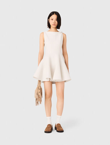 Short flared tweed dress : Dresses color Ecru