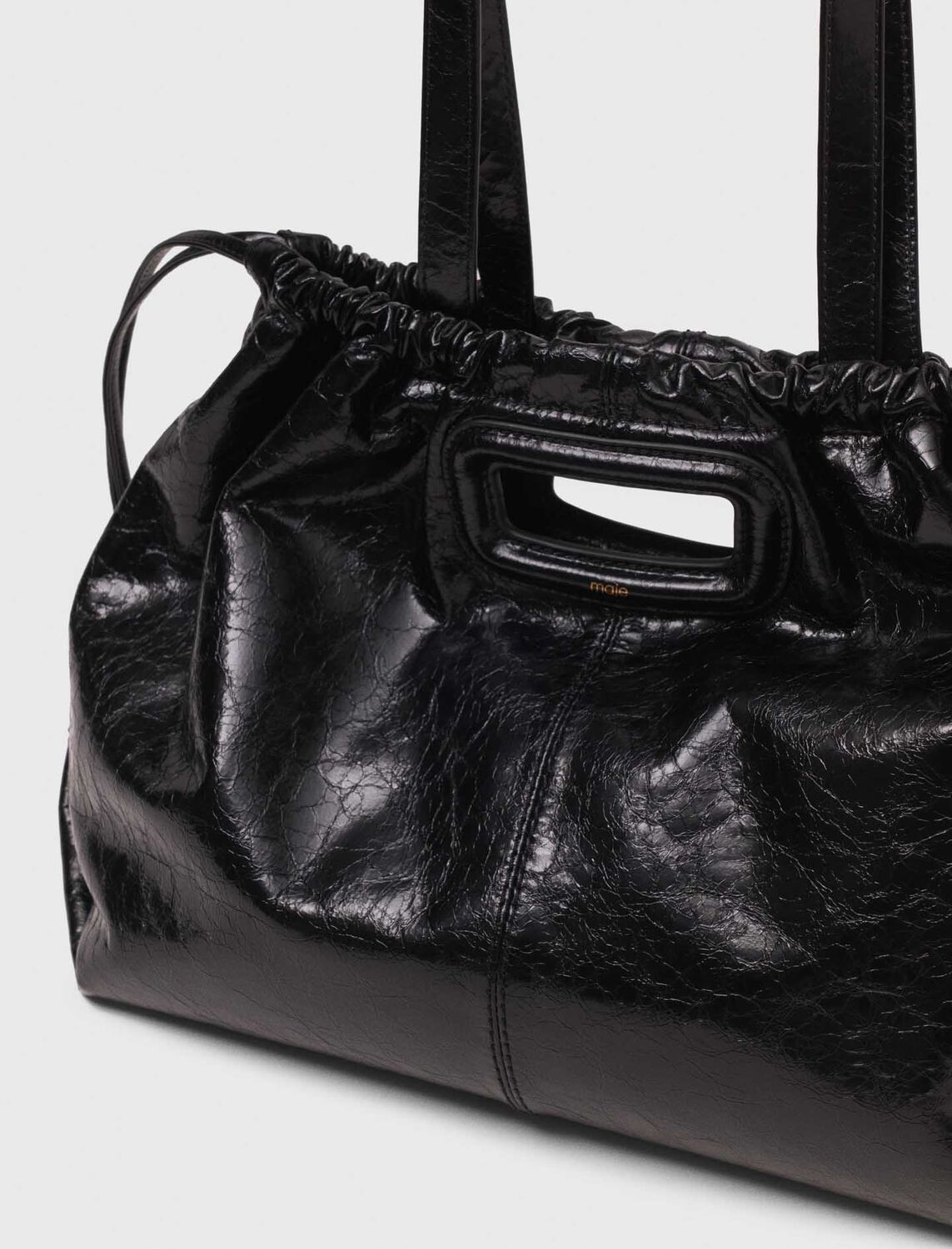 Crackled leather M Tote bag : M Bag color Black