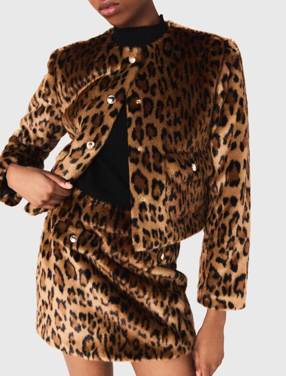 Leopard faux fur jacket - Coats - MAJE