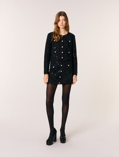 Sequin cropped cardigan : Sweaters & Cardigans color Black