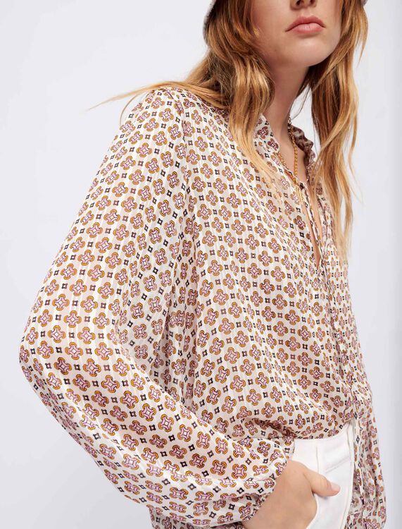 Flowing printed jacquard top -  - MAJE