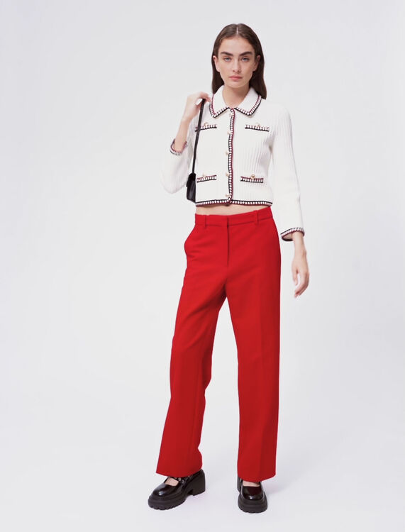 Red wide-leg tailored trousers - Trousers & Jeans - MAJE