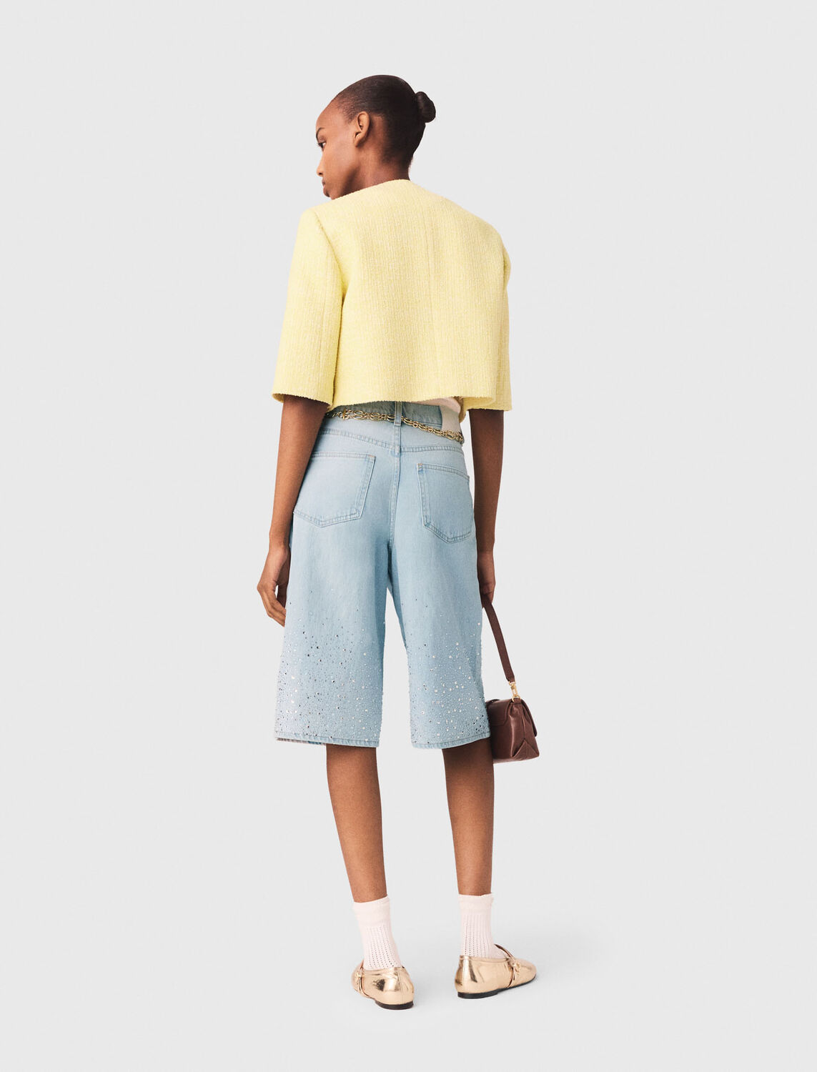 Short-sleeved tweed jacket - Blazers & Jackets - MAJE