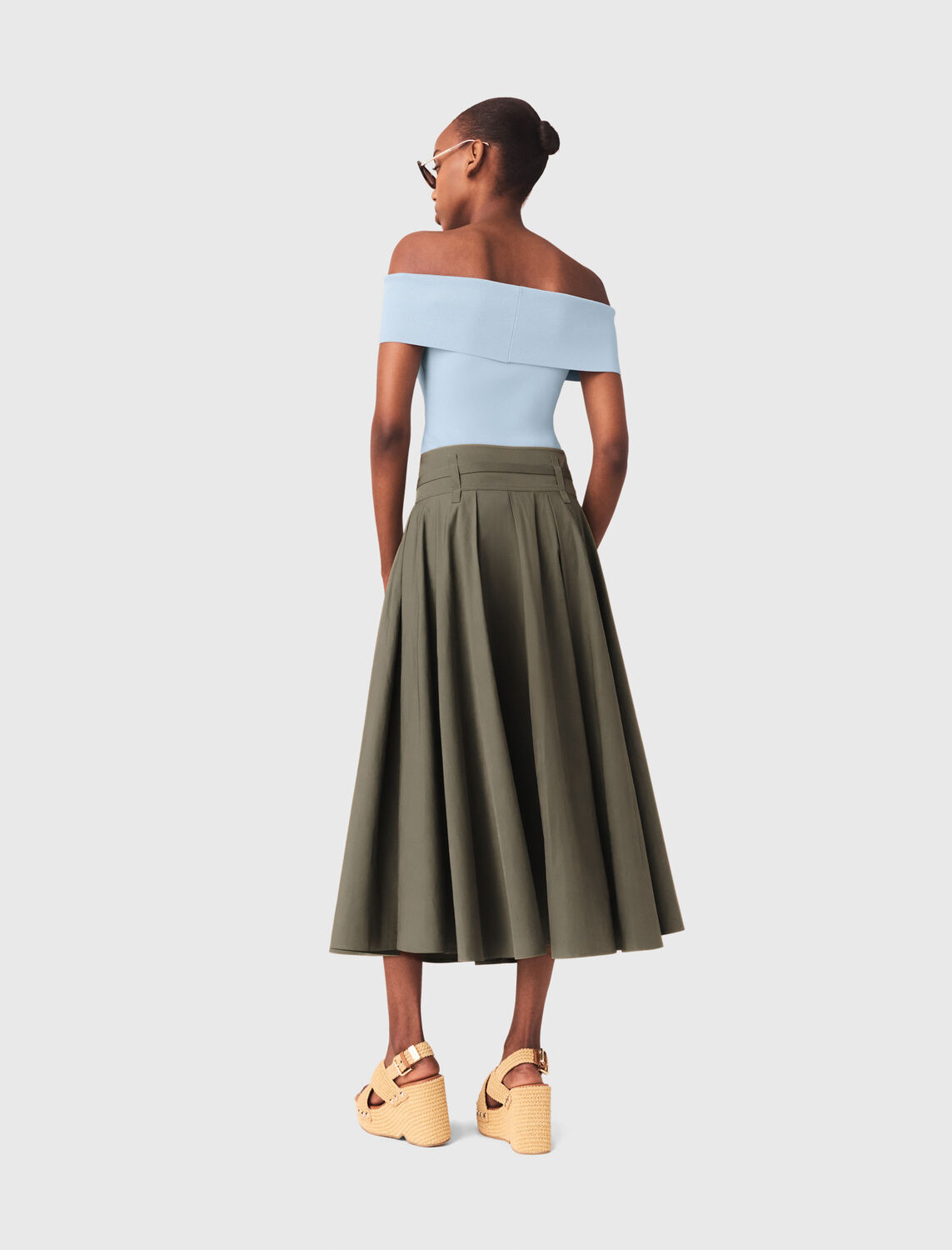 Cotton pleated maxi skirt - Skirts & Shorts - MAJE