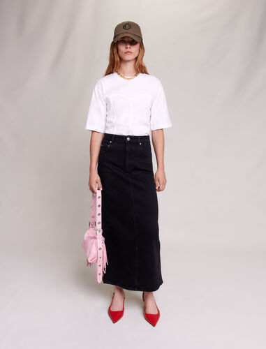 Long denim skirt : Skirts & Shorts color Black