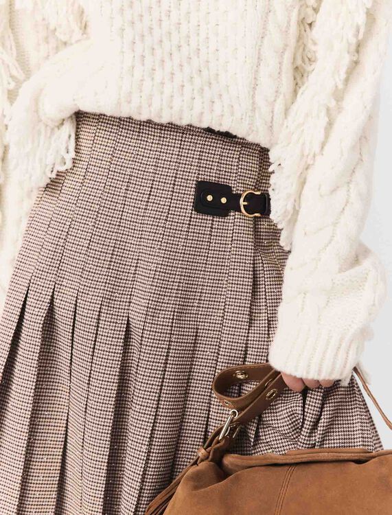 Pleated checked midi skirt - Skirts & Shorts - MAJE