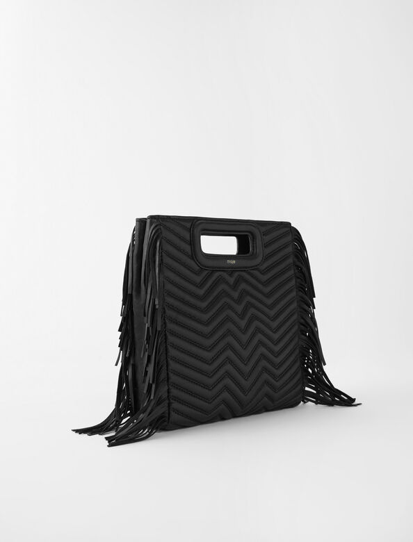 Quilted leather M bag : Small leather goods color Black