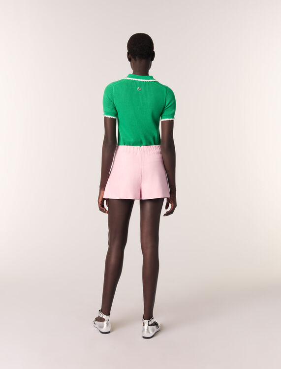 Pointelle knit crochet polo shirt - Sweaters & Cardigans - MAJE