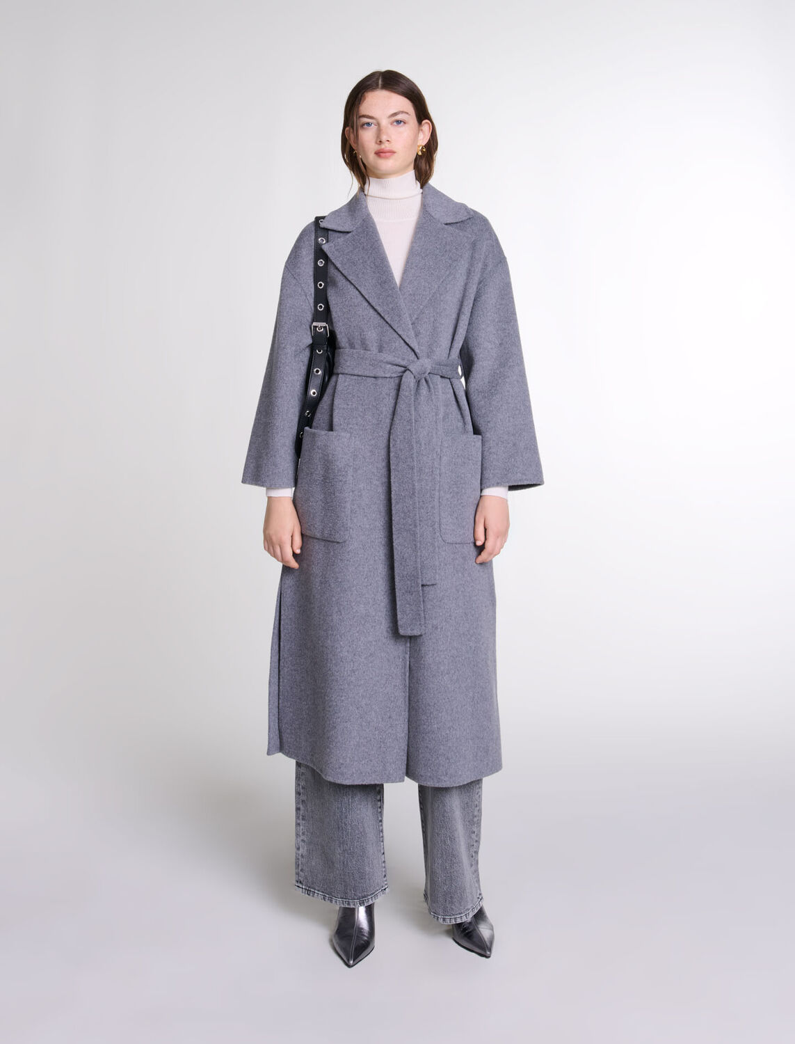 Long double-faced coat with belt - Fall-Winter Collection - MAJE