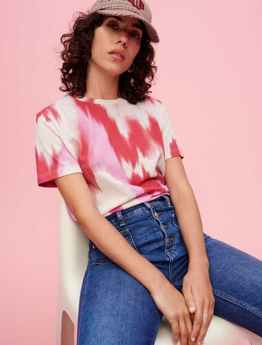 个性扎染针织T恤衫 : T-Shirts 顏色 粉色/