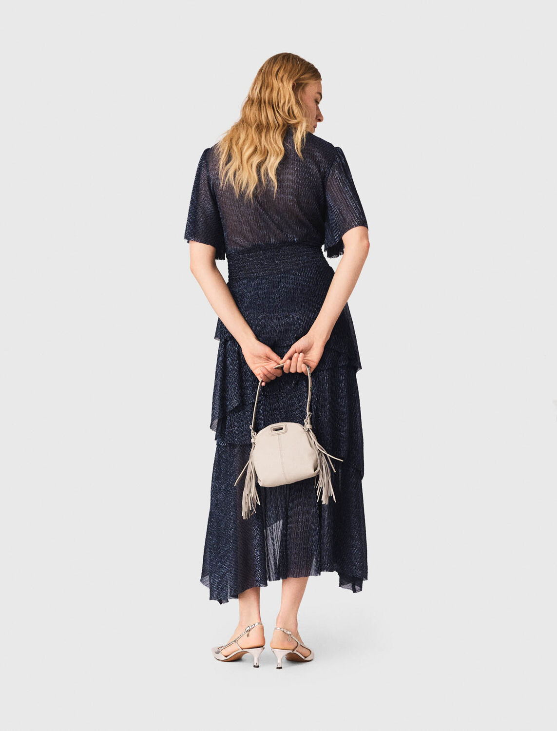 Metallic ruffled midi dress - Dresses - MAJE