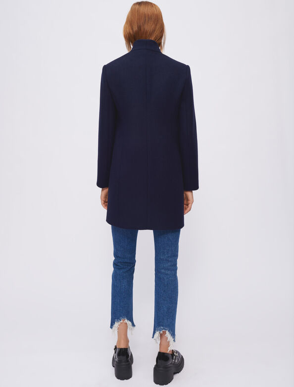 Fitted coat with horsebit detail : Coats & Jackets color Navy
