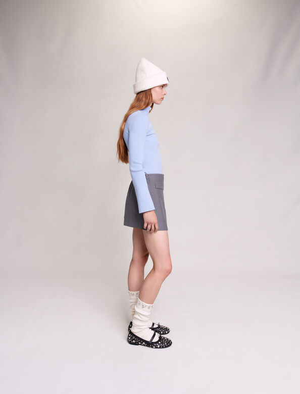 Short wraparound skirt : Shirts color Grey