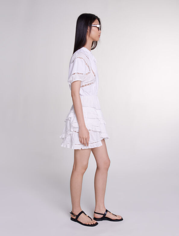 Short embroidered dress : Dresses color White