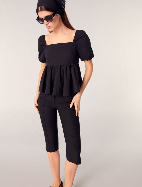 Poplin top with balloon sleeves - Tops - MAJE