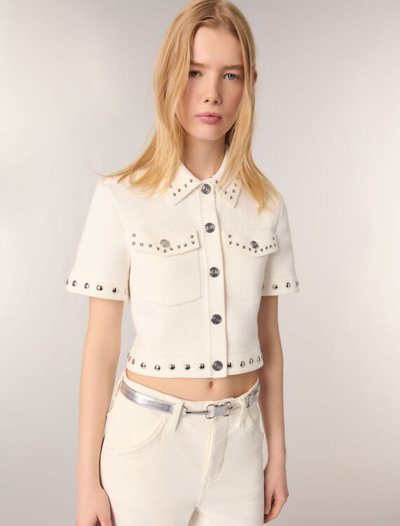 Studded cropped cardigan - Sweaters & Cardigans - MAJE