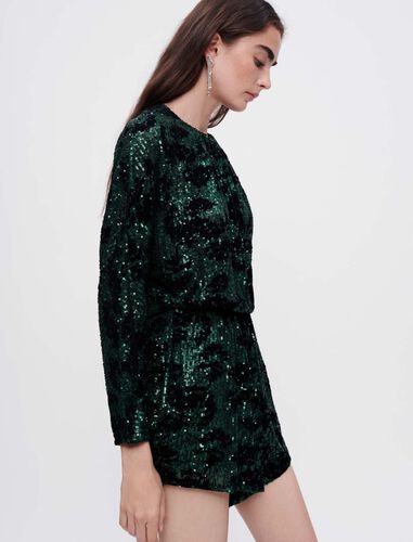 Sequinned playsuit : Jumpshort & Jumpsuits color Green