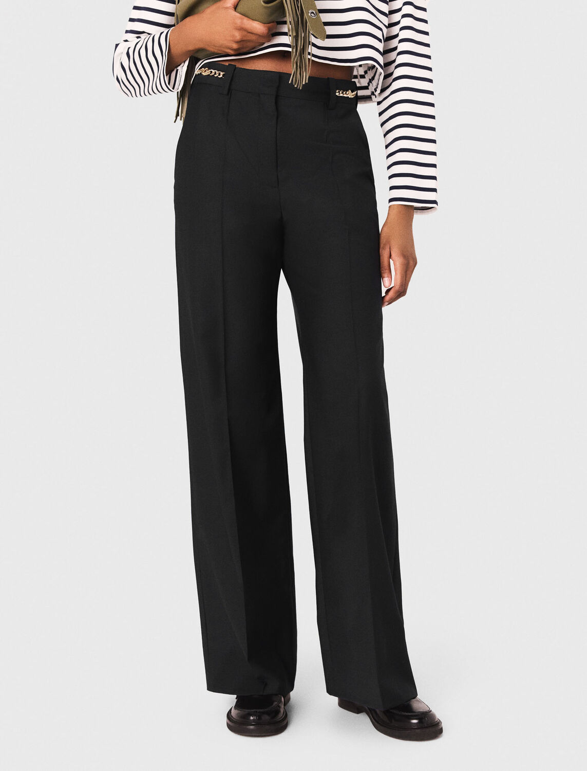 Suit trousers with chain detail : Trousers & Jeans color Navy
