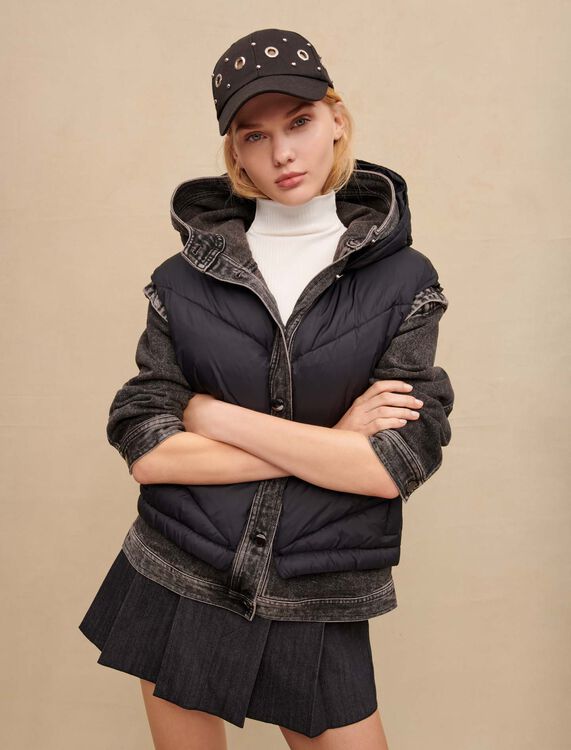 Black bi-material jacket - Blazers - MAJE