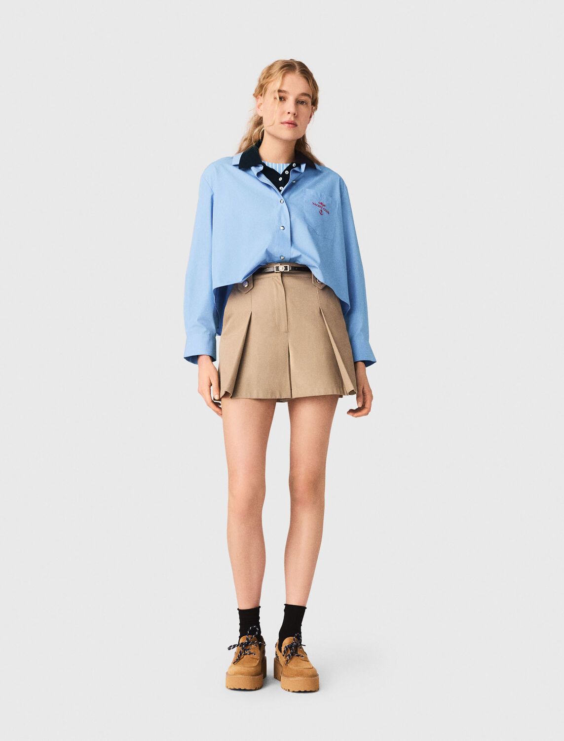 Pleated cotton shorts - Skirts & Shorts - MAJE