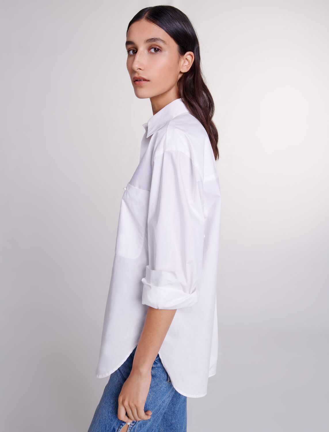 White cotton poplin shirt - 30% Off - MAJE